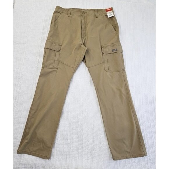 Wrangler Authentics Cargo Pants Men's 36x32 Tan 6 Pockets Straight Leg 10ZM7ABEW - Picture 1 of 13